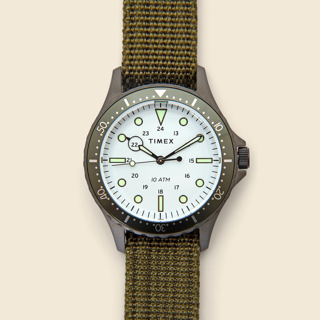 Timex Navi XL Slip-Thru Strap Watch 41mm - Gunmetal/Green/White