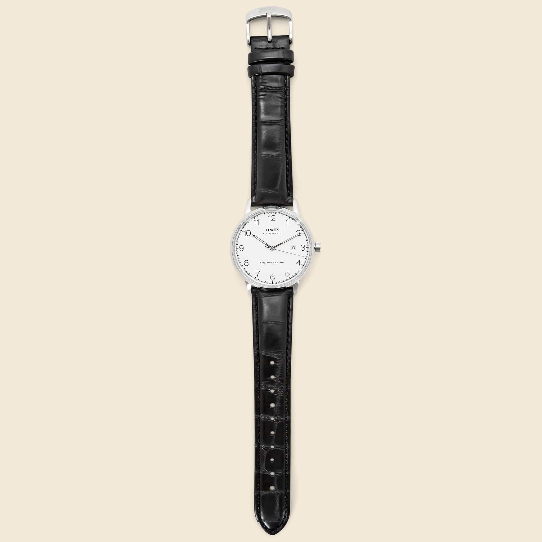 Waterbury Leather Strap Watch 40mm - Stainless Steel/Black/White - Timex - STAG Provisions - Accessories - Watches