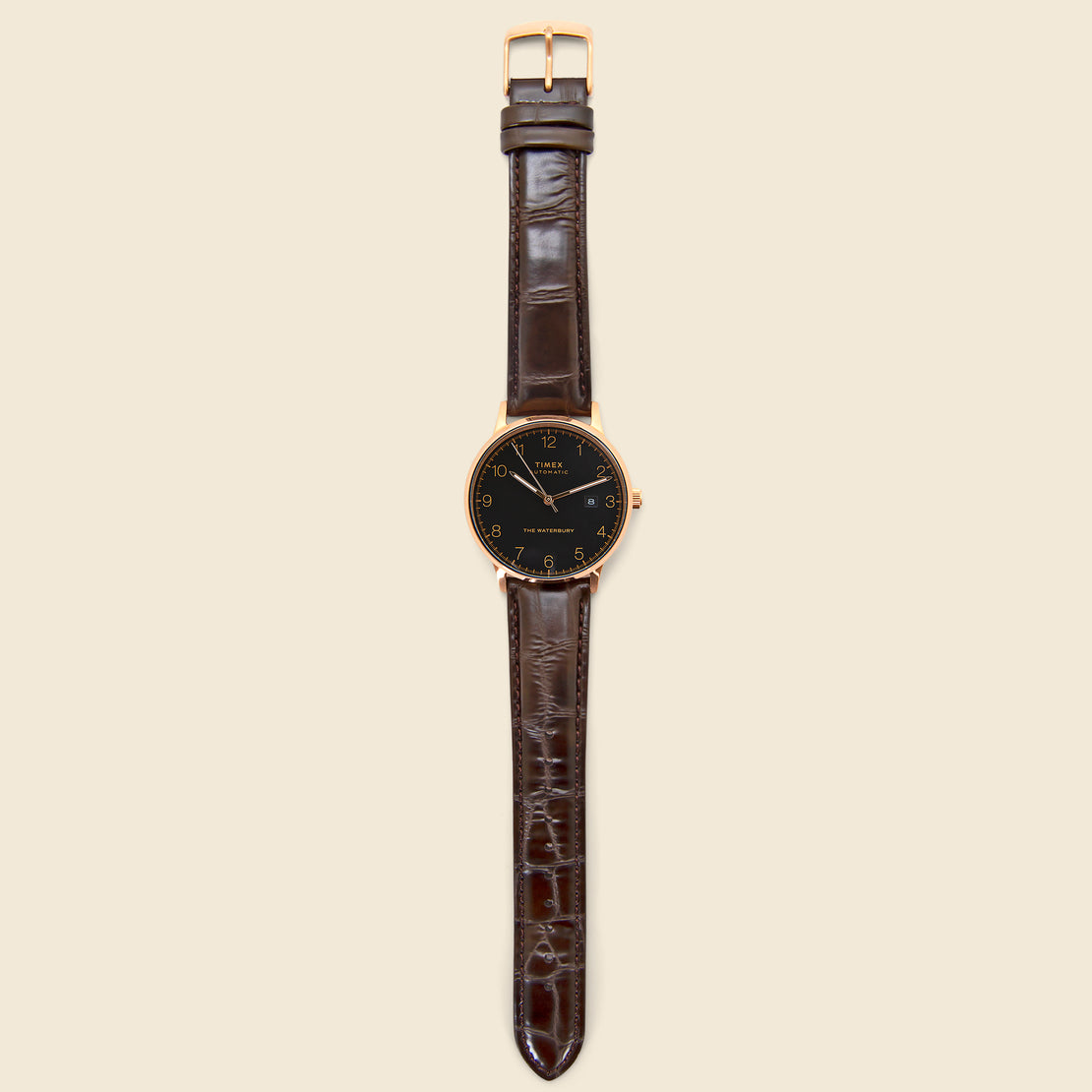 Waterbury Leather Strap Watch 40mm - Rose Gold Tone/Brown/Black - Timex - STAG Provisions - Accessories - Watches