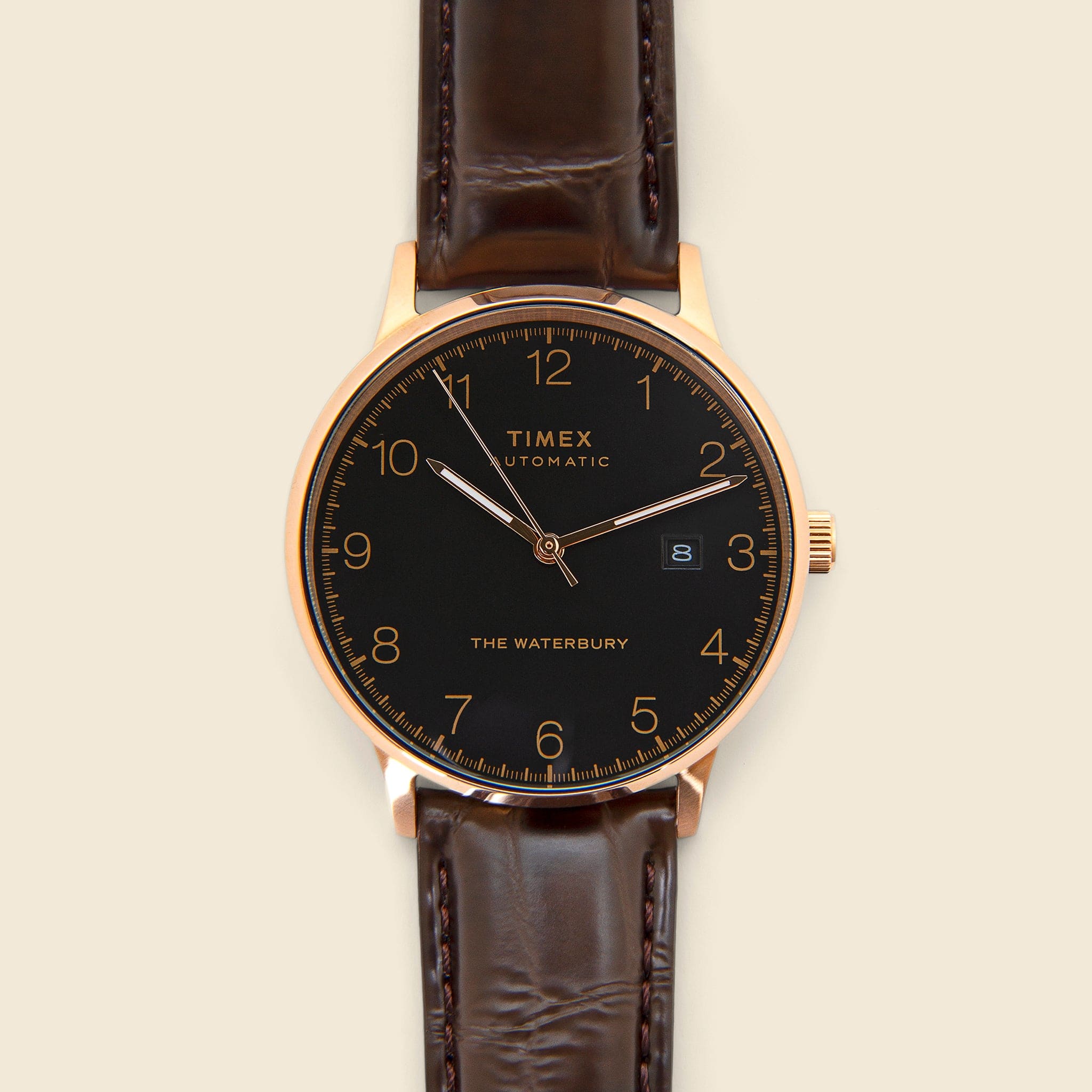 Waterbury Leather Strap Watch 40mm - Rose Gold Tone/Brown/Black - Timex - STAG Provisions - Accessories - Watches