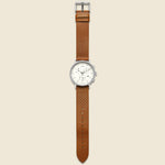 Fairfield Chronograph Leather Strap Watch 41mm - Silver Tone/Tan/White - Timex - STAG Provisions - Accessories - Watches