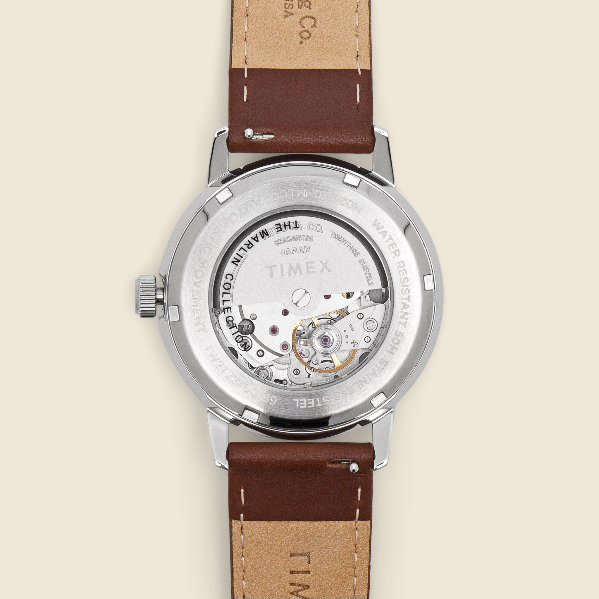 
                          Marlin Automatic Watch 40mm - Silver/Brown Leather - Timex - STAG Provisions - Accessories - Watches
                        