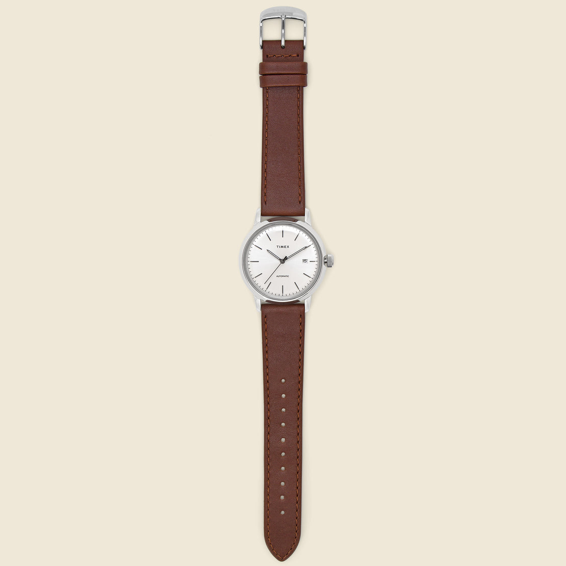 Marlin Automatic Watch 40mm - Silver/Brown Leather - Timex - STAG Provisions - Accessories - Watches