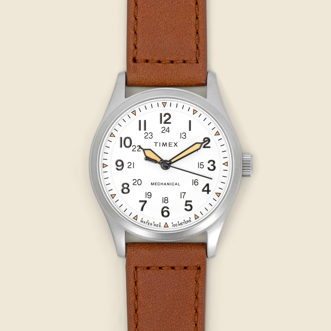 Timex Expedition North Field Post Mechanical Watch 38mm - White/Brown Leather