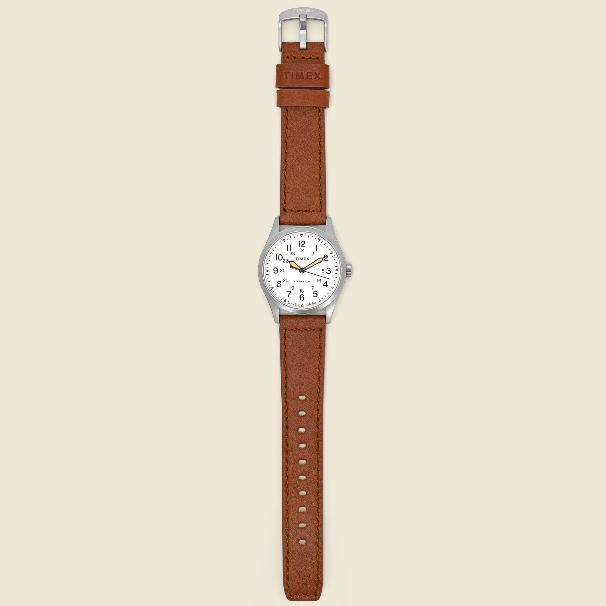 
                          Expedition North Field Post Mechanical Watch 38mm - White/Brown Leather - Timex - STAG Provisions - Accessories - Watches
                        