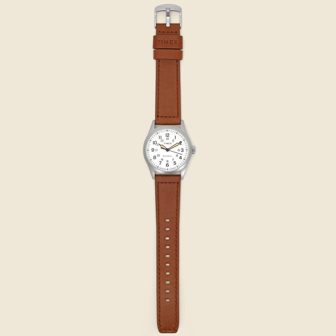 Expedition North Field Post Mechanical Watch 38mm - White/Brown Leather - Timex - STAG Provisions - Accessories - Watches