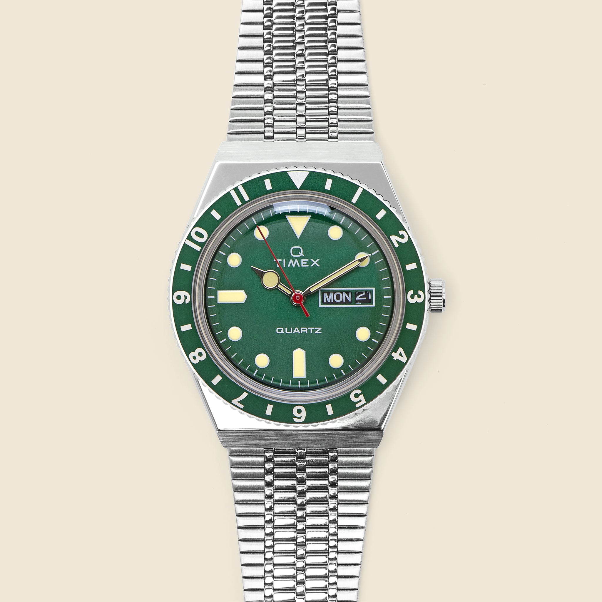 Q Stainless Steel Watch 38mm - Green/Stainless Steel - Timex - STAG Provisions - Accessories - Watches