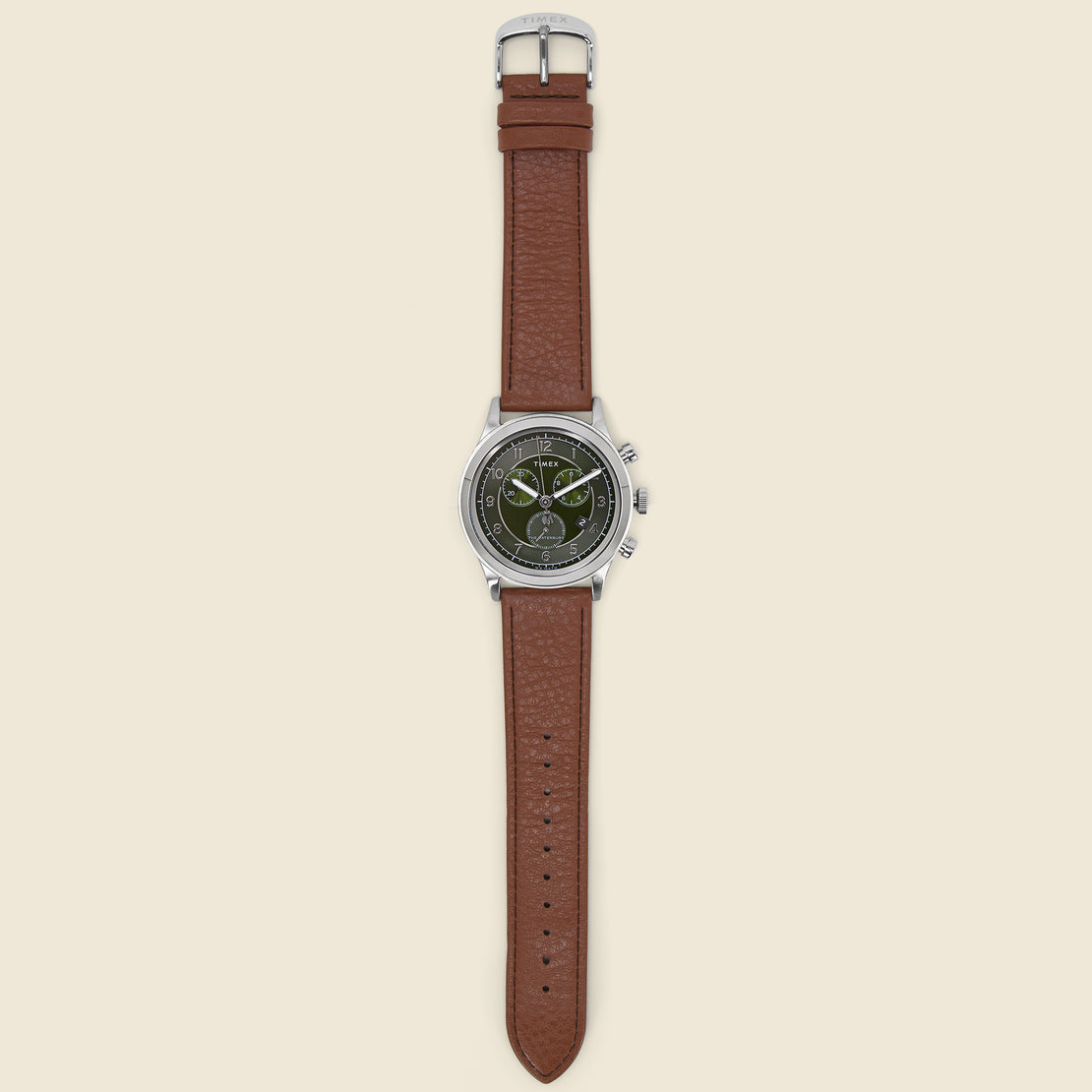 Waterbury Traditional Chronograph Watch 42mm - Olive/Brown Leather - Timex - STAG Provisions - Accessories - Watches
