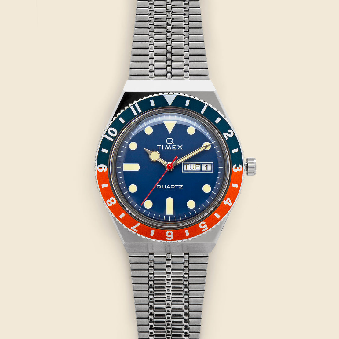 Timex Q Timex Reissue 38mm Bracelet Watch - Stainless Steel/Blue/Orange