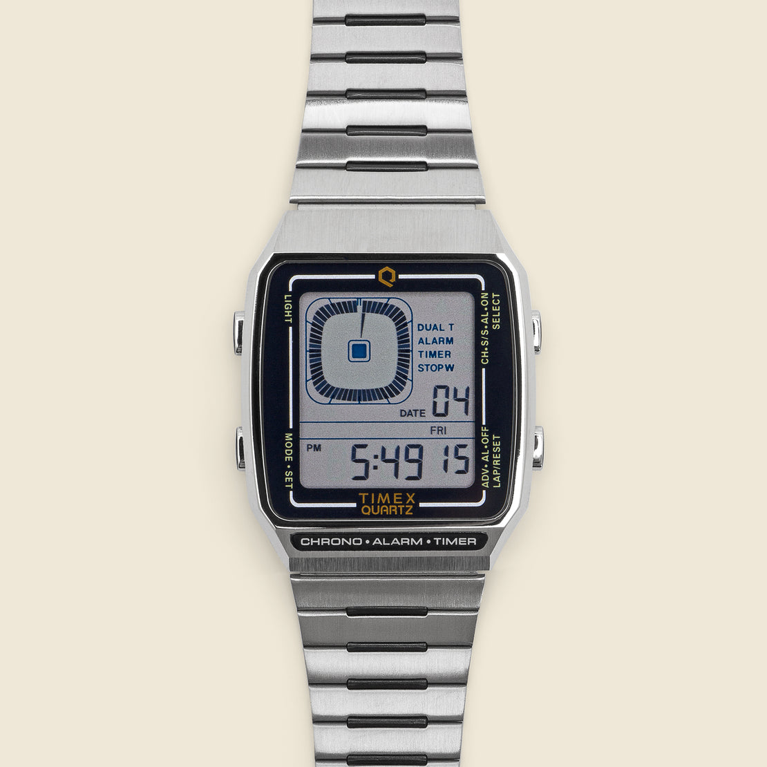 Timex Q Digital LCA Stainless Steel Bracelet Watch 32.5mm - Stainless Steel