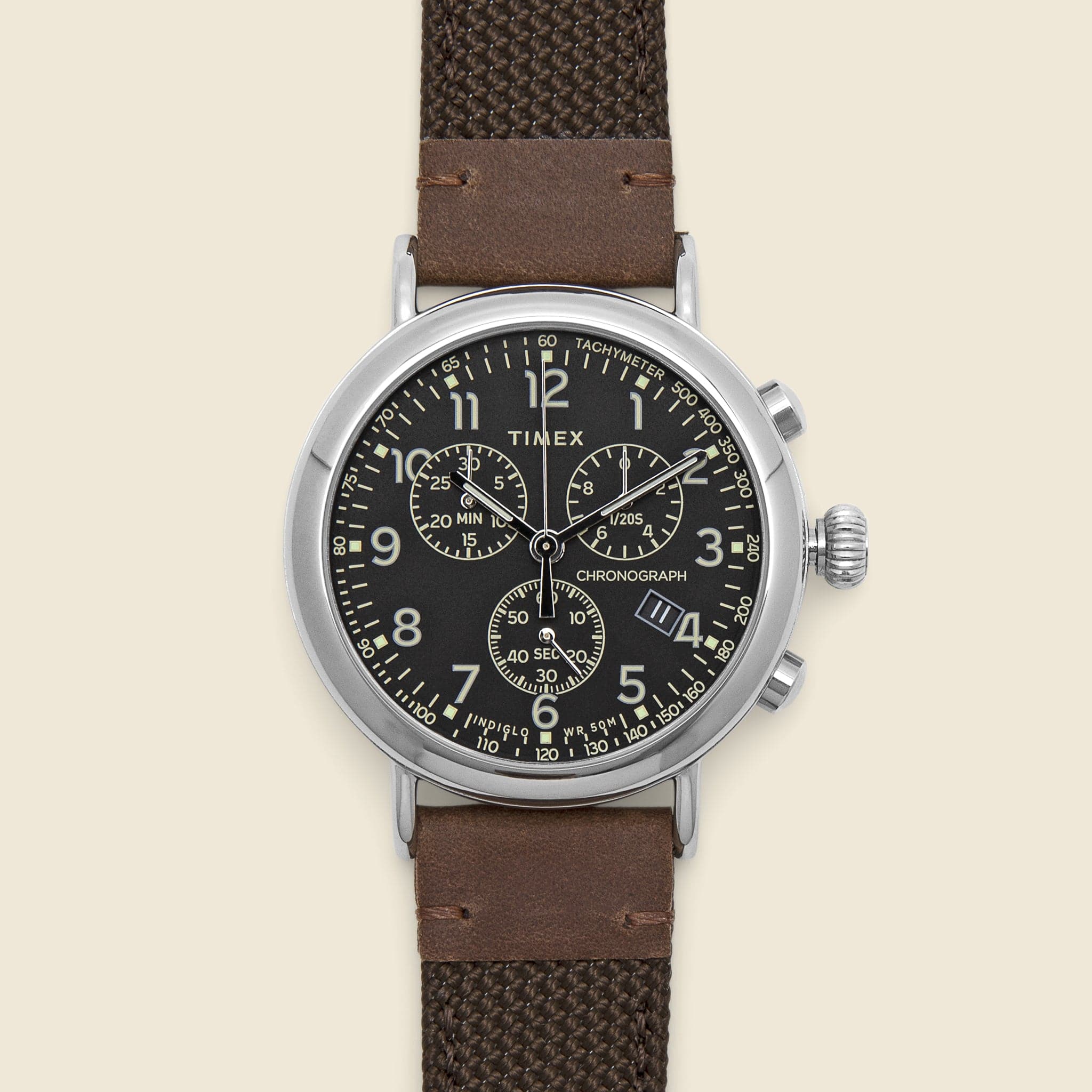 Standard Chronograph Watch 41mm - Silver/Brown/Black - Timex - STAG Provisions - Accessories - Watches