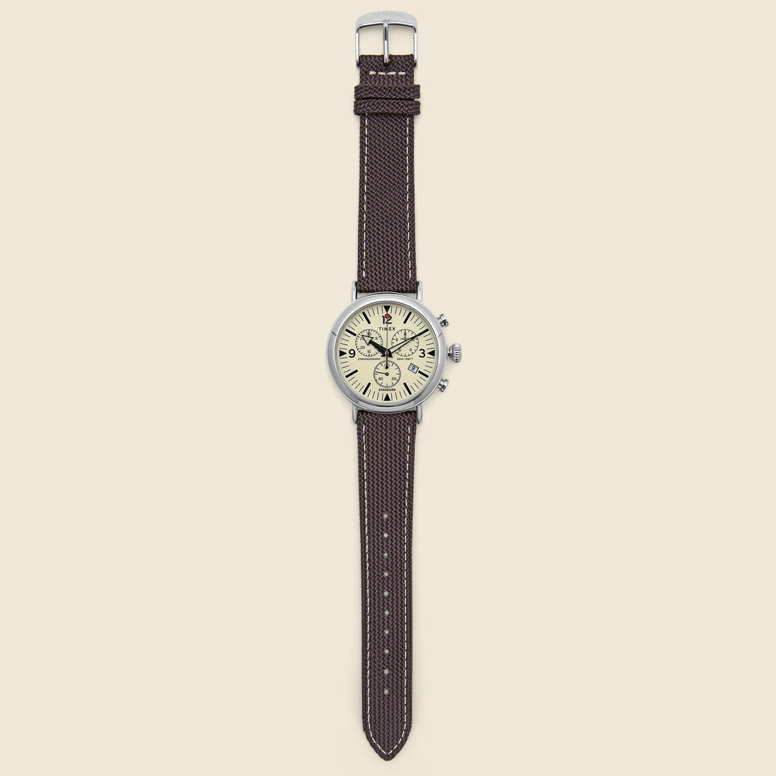 Standard Chronograph Fabric Strap Watch 41mm - Silver/Brown/Cream - Timex - STAG Provisions - Accessories - Watches