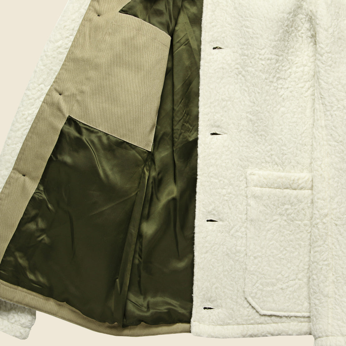 Sherpa Chore Jacket - White - Todd Snyder - STAG Provisions - Outerwear - Coat / Jacket
