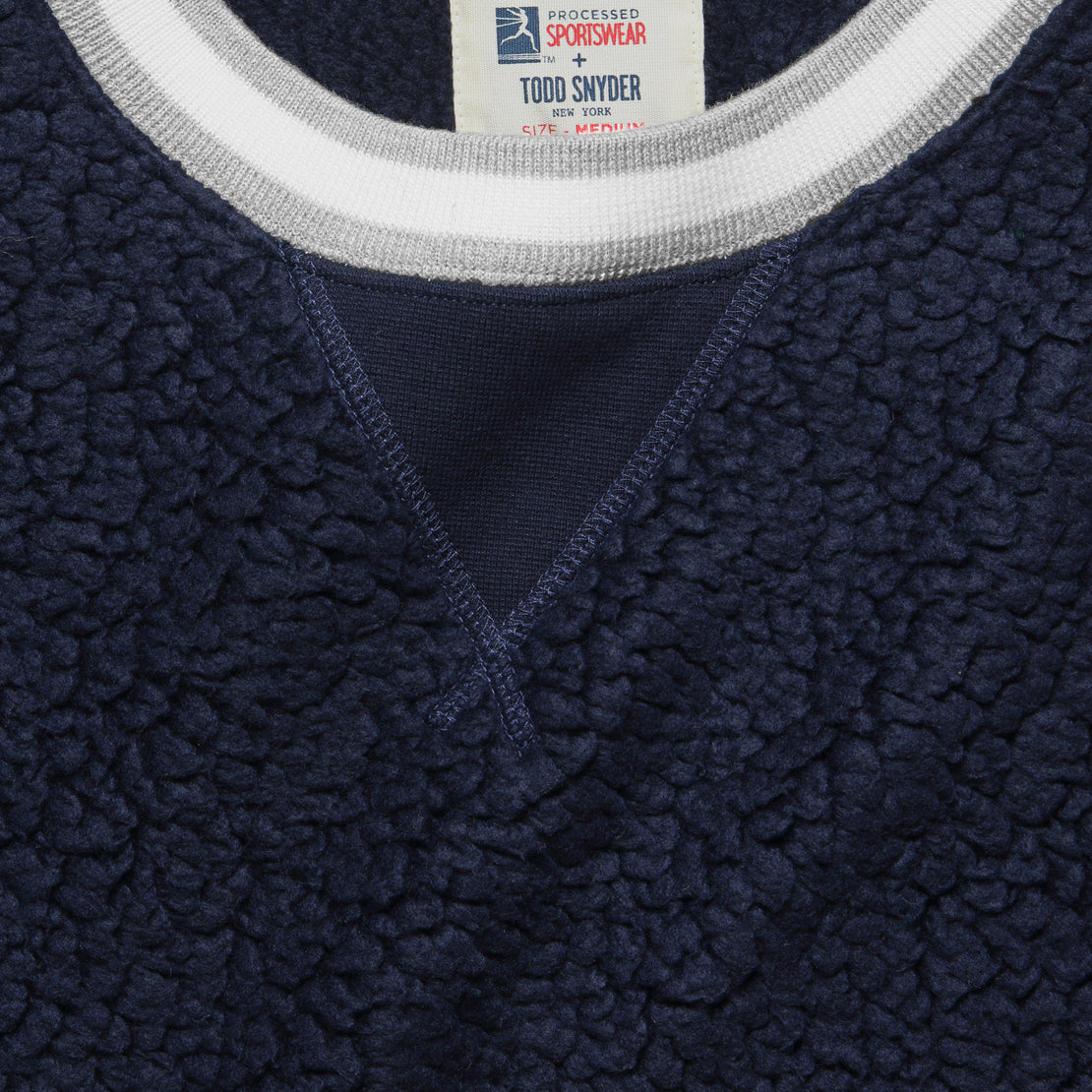 Todd Snyder + Champion - Sherpa Crewneck Shirt - Bright Navy - Todd Snyder - STAG Provisions - Tops - Fleece / Sweatshirt