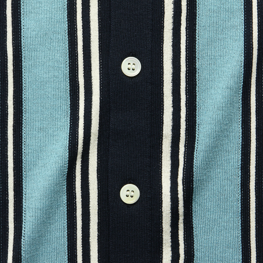 Stripe Knit Button Down Polo - Navy - Todd Snyder - STAG Provisions - Tops - S/S Knit