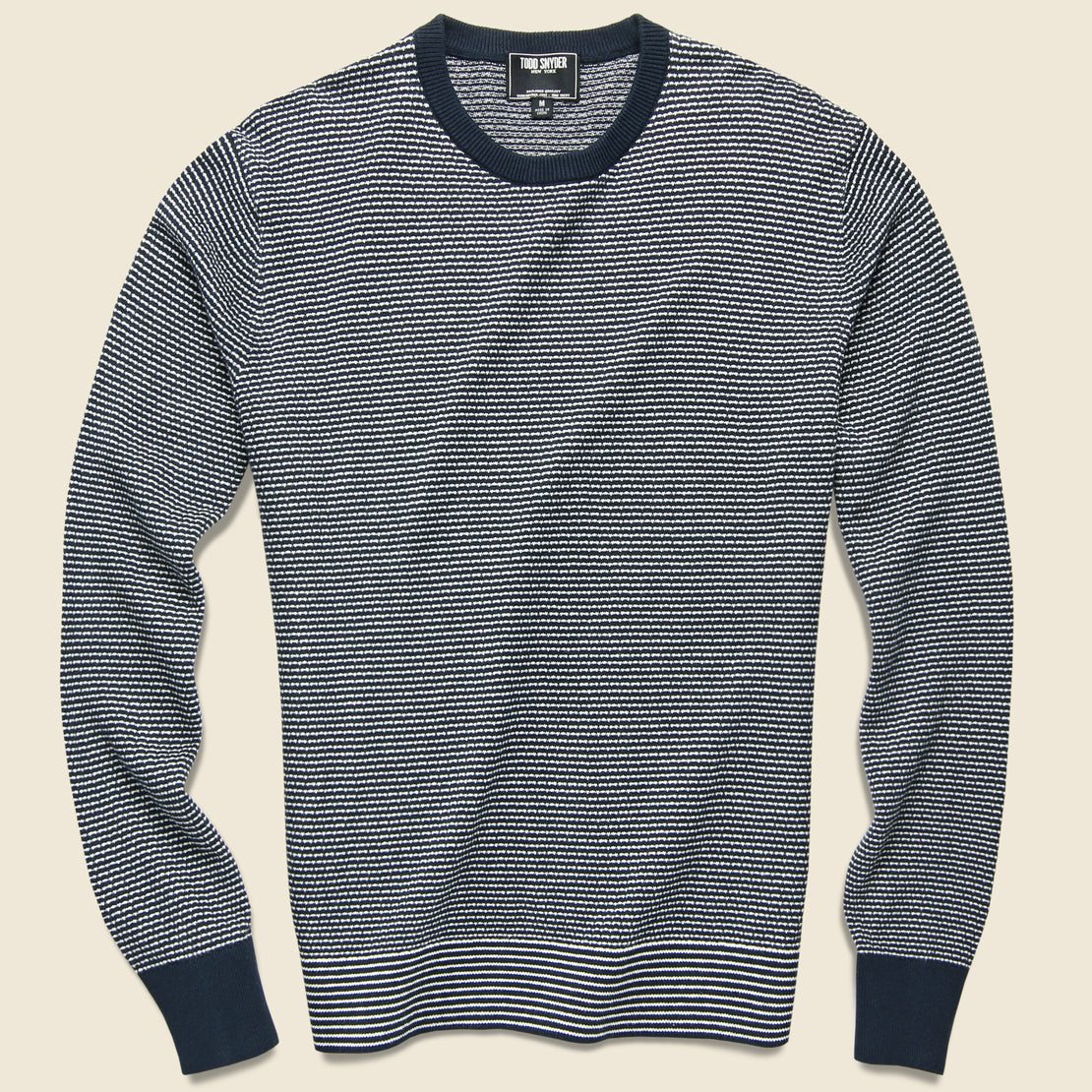 Todd Snyder Stripe Cotton Crewneck Sweater - Navy