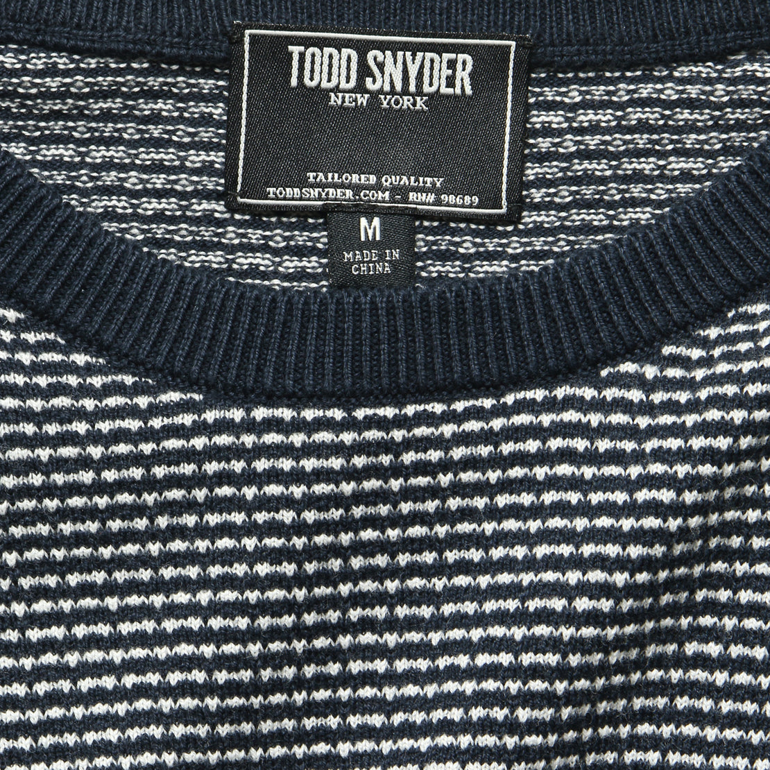 Stripe Cotton Crewneck Sweater - Navy - Todd Snyder - STAG Provisions - Tops - Sweater