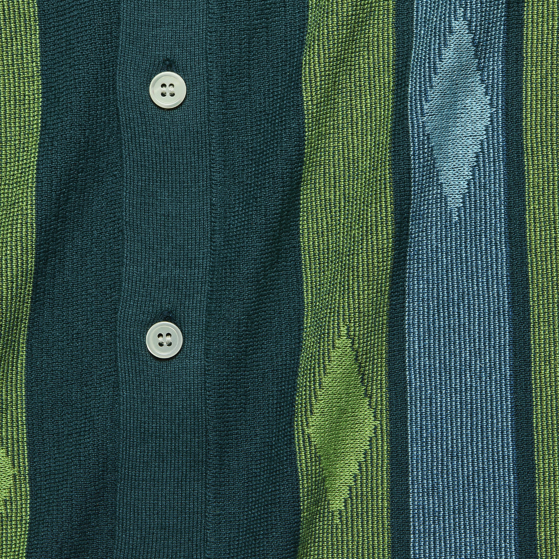 Striped Argyle Button-Down Sweater Polo - Storm Green - Todd Snyder - STAG Provisions - Tops - S/S Knit