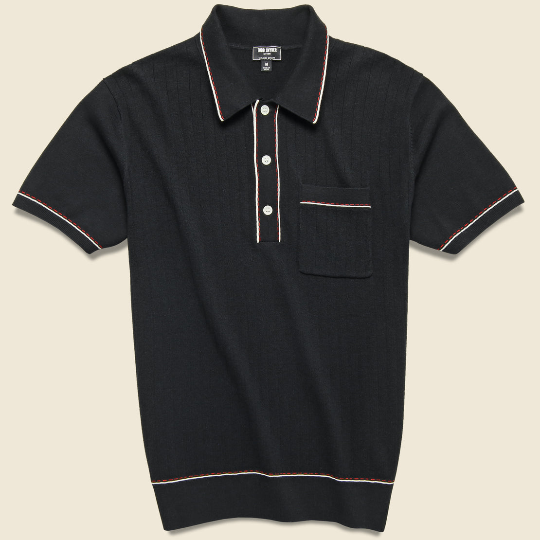 Todd Snyder Tipped Button-Down Sweater Polo - Black