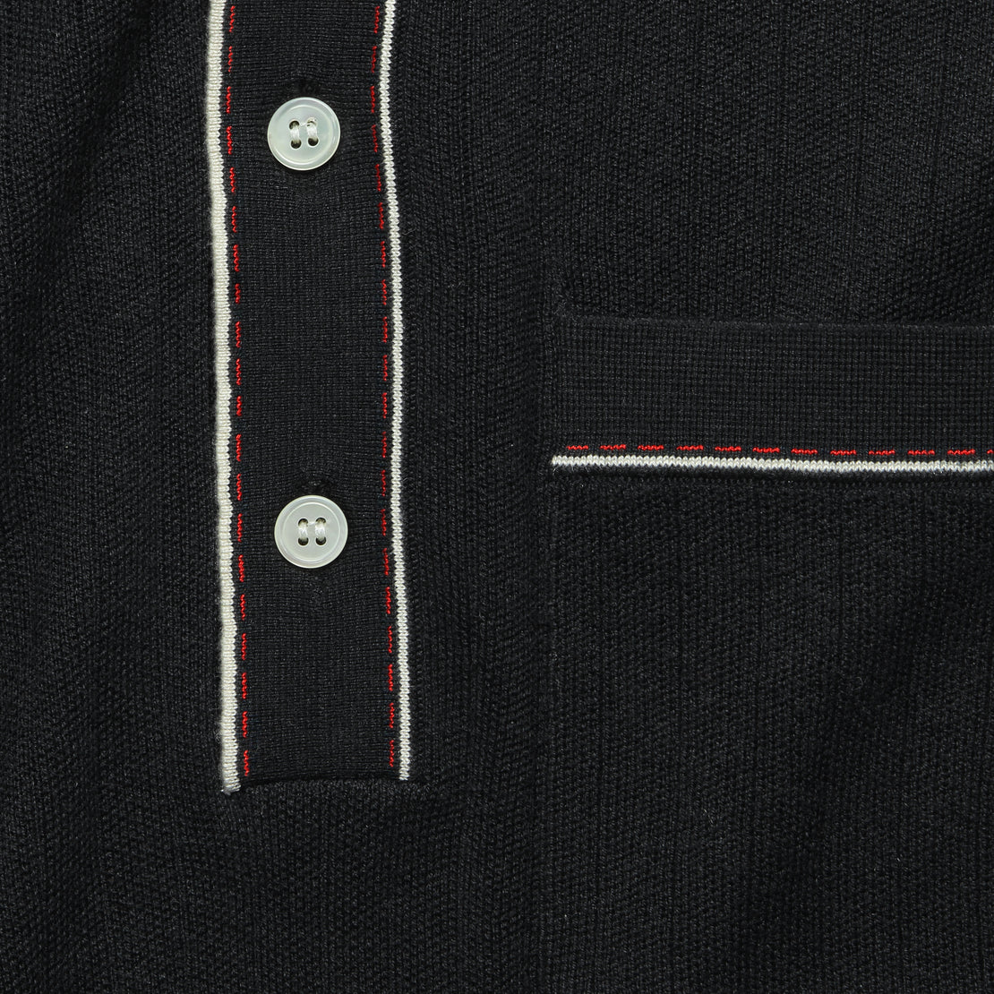 Tipped Button-Down Sweater Polo - Black - Todd Snyder - STAG Provisions - Tops - S/S Knit
