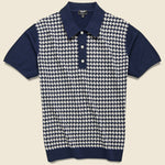 Houndstooth Button-Down Sweater Polo - Navy - Todd Snyder - STAG Provisions - Tops - S/S Knit