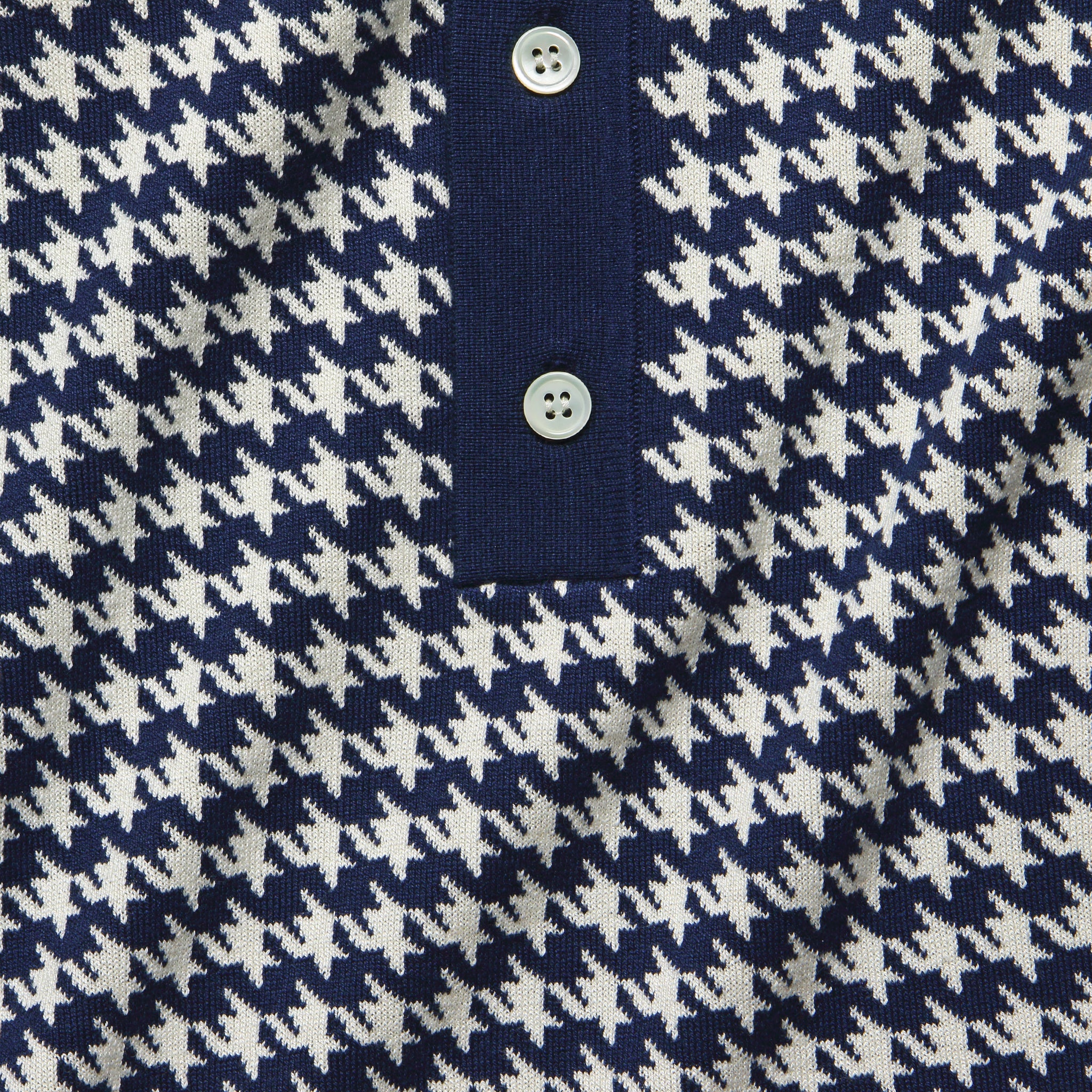 
                          Houndstooth Button-Down Sweater Polo - Navy - Todd Snyder - STAG Provisions - Tops - S/S Knit
                        