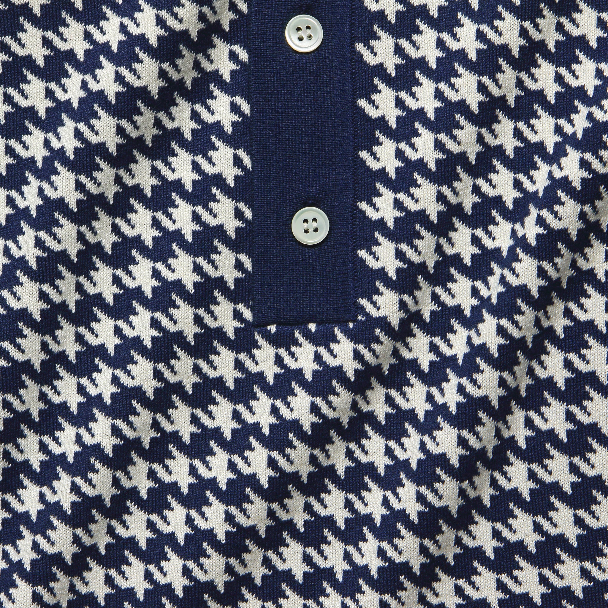 Houndstooth Button-Down Sweater Polo - Navy - Todd Snyder - STAG Provisions - Tops - S/S Knit