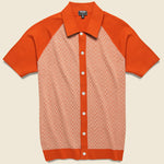 Trippy Button Down Sweater Polo - Orange - Todd Snyder - STAG Provisions - Tops - S/S Knit