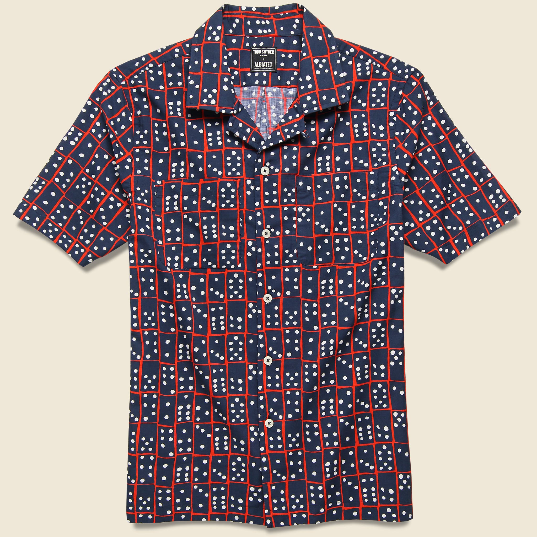 Domino Camp Shirt - Navy/Red - Todd Snyder - STAG Provisions - Tops - S/S Woven - Other Pattern