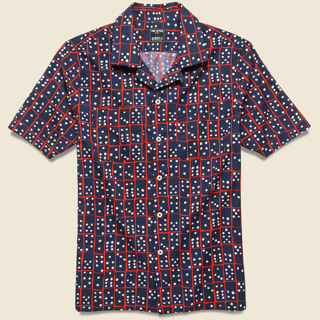 Todd Snyder Domino Camp Shirt - Navy/Red