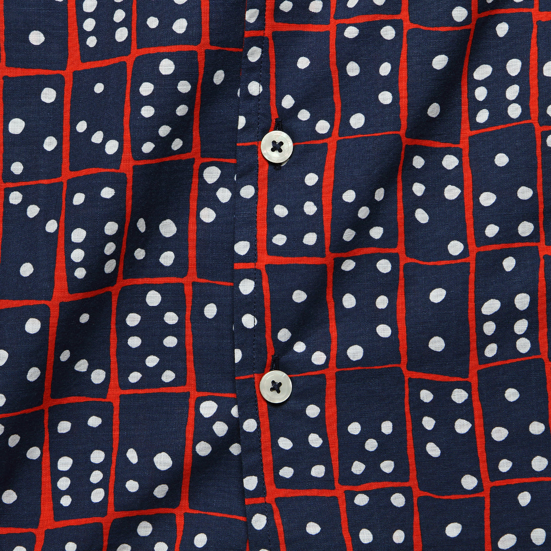 Domino Camp Shirt - Navy/Red - Todd Snyder - STAG Provisions - Tops - S/S Woven - Other Pattern