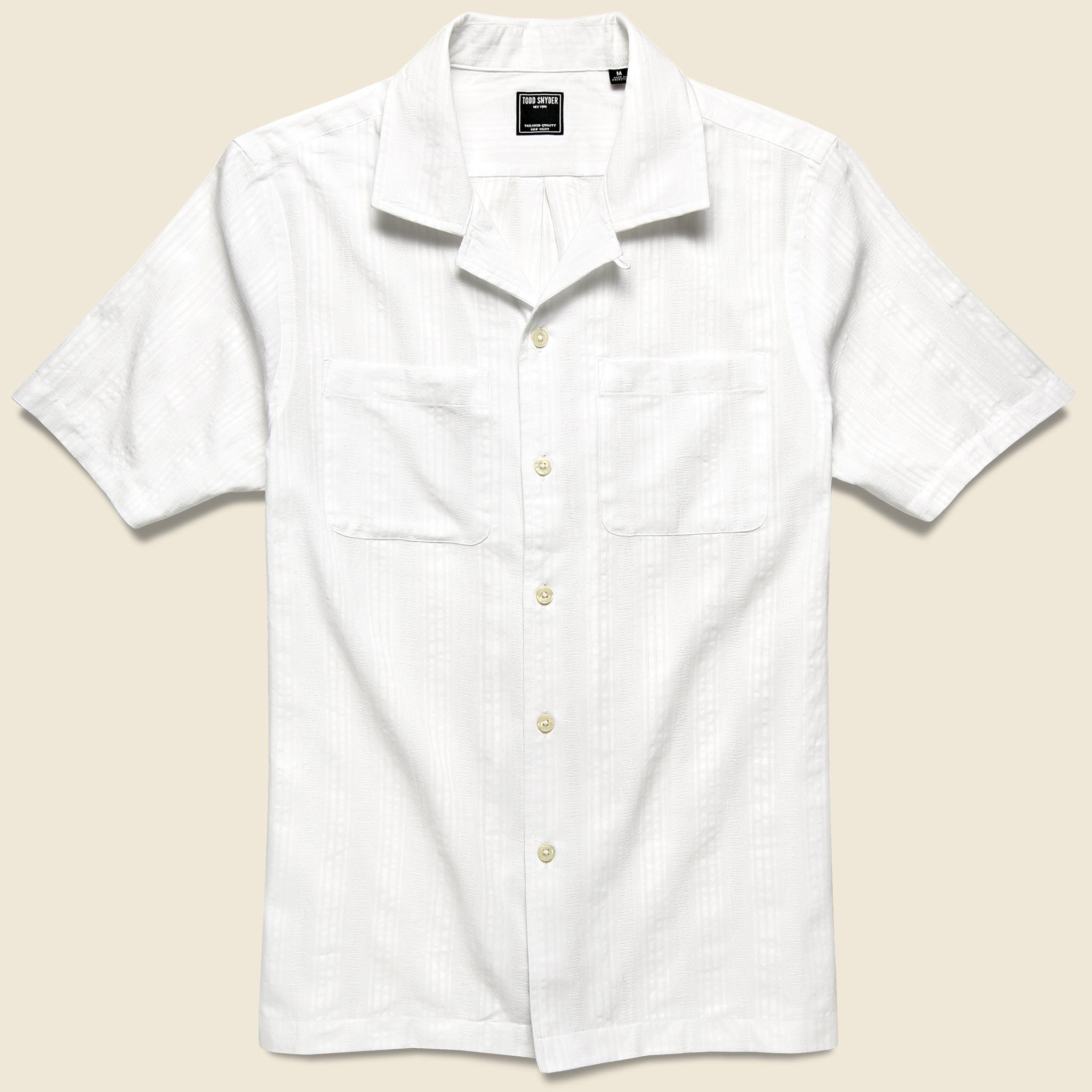 Two-Pocket Maui Camp Shirt - White - Todd Snyder - STAG Provisions - Tops - S/S Woven - Other Pattern