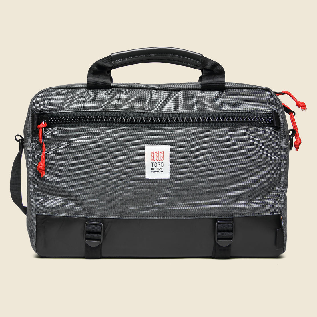 Topo Designs Commuter Briefcase - Charcoal/Black Leather