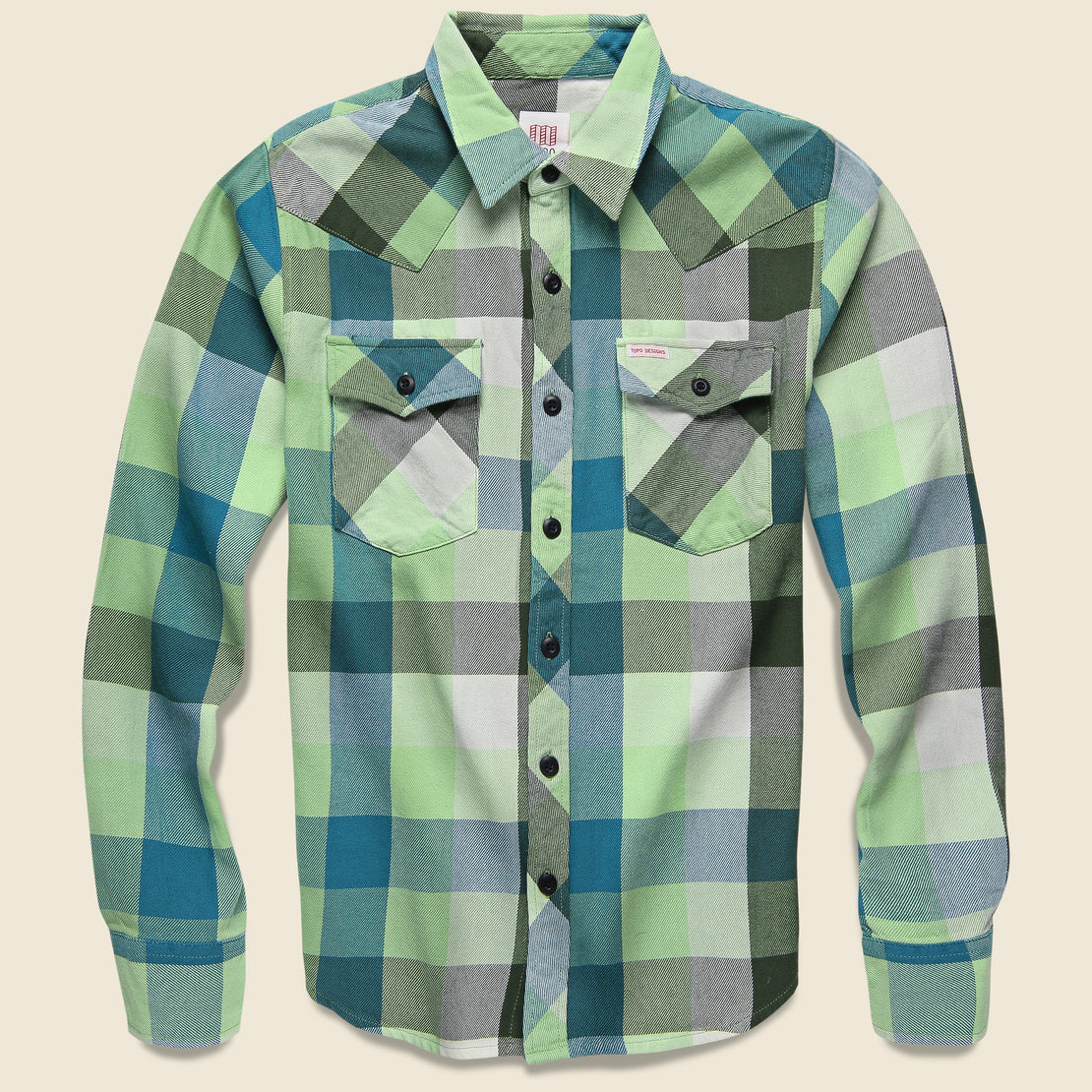 Topo Designs Plaid Mountain Shirt - Green Big Plaid