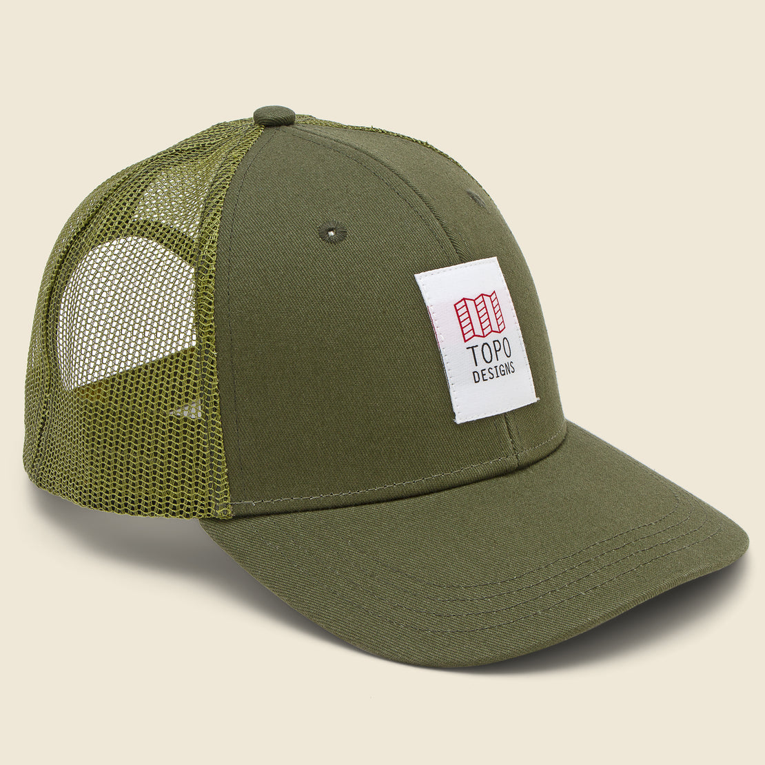 Topo Designs Original Logo Trucker Hat - Olive