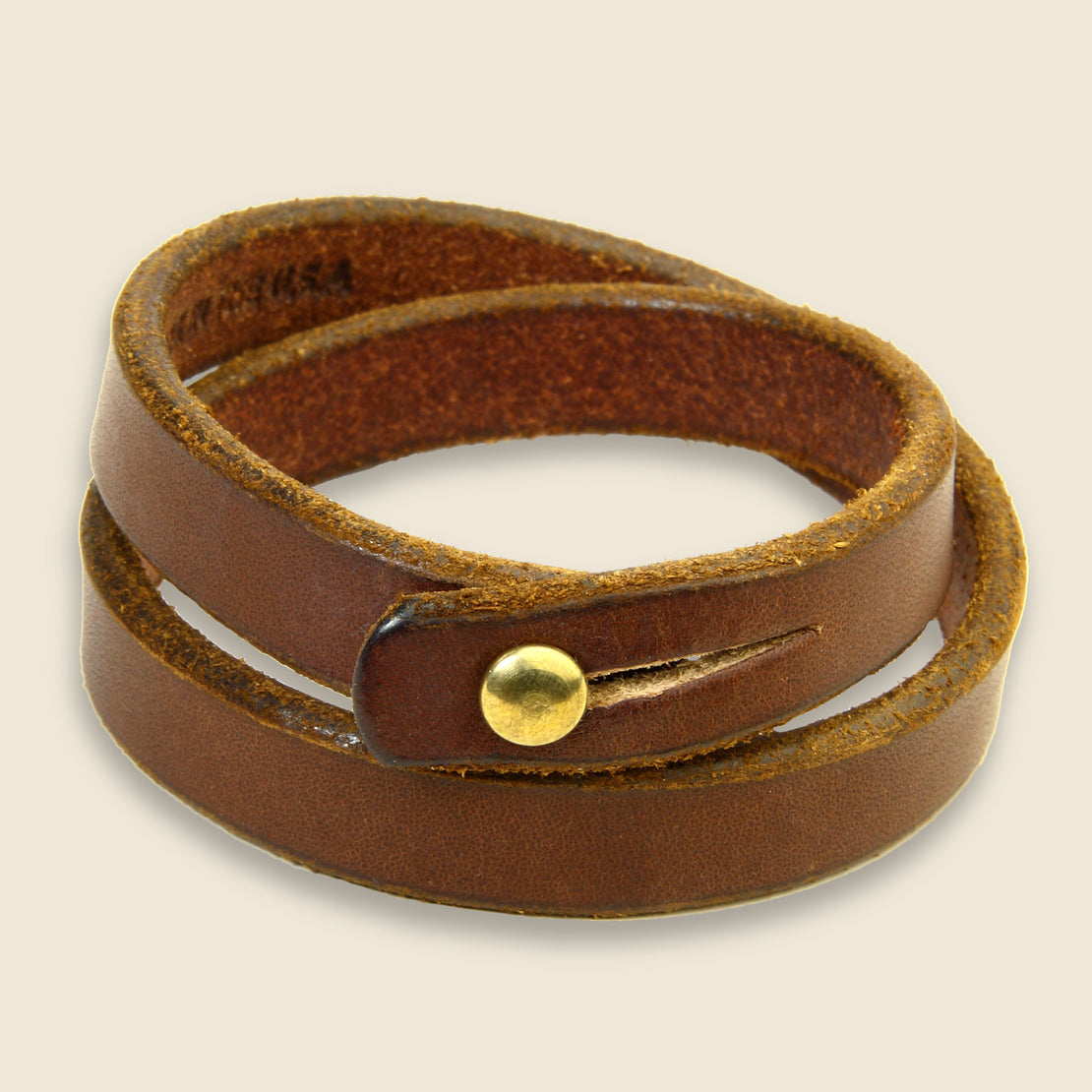 Tanner Double Wrap Wristband - Cognac / Brass