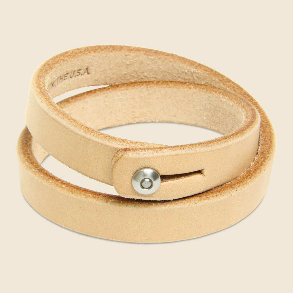 Tanner Double Wrap Wristband - Natural/Stainless