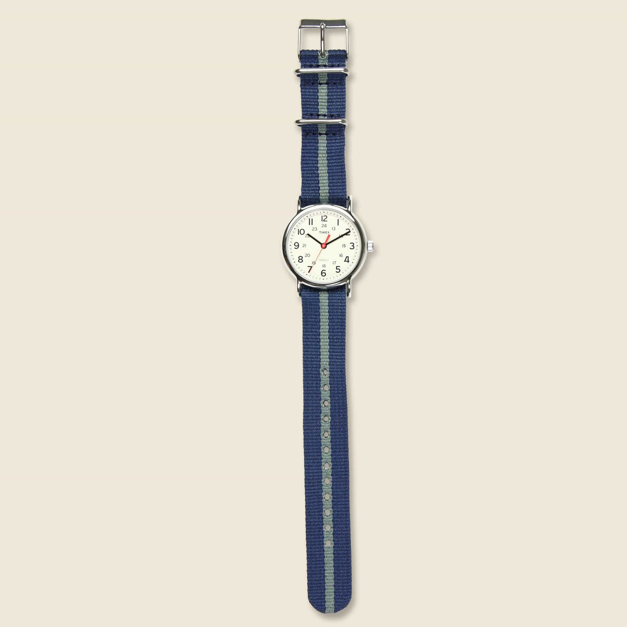 
                          Weekender Nylon Strap Watch 38mm - Blue/White - Timex - STAG Provisions - Accessories - Watches
                        