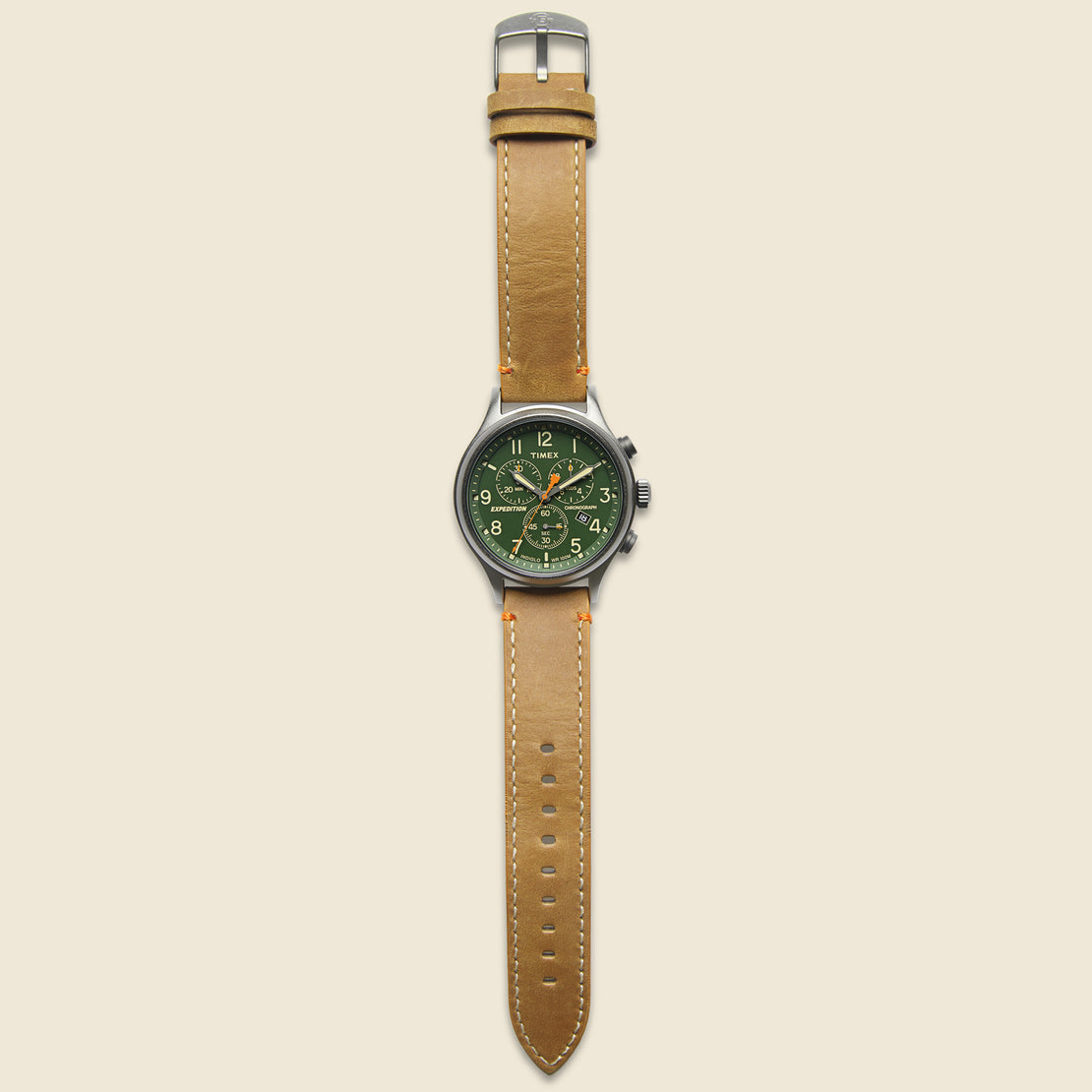 Expedition Scout Chronograph Leather Strap Watch 42mm - Green/Tan