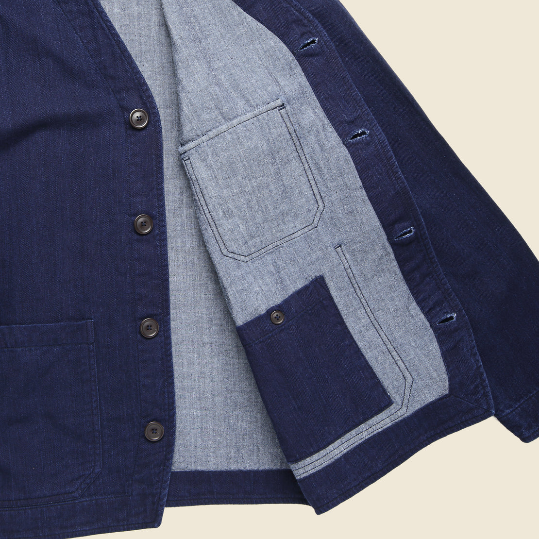 Herringbone Cabin Jacket - Double Denim - Universal Works - STAG Provisions - Tops - L/S Woven - Overshirt