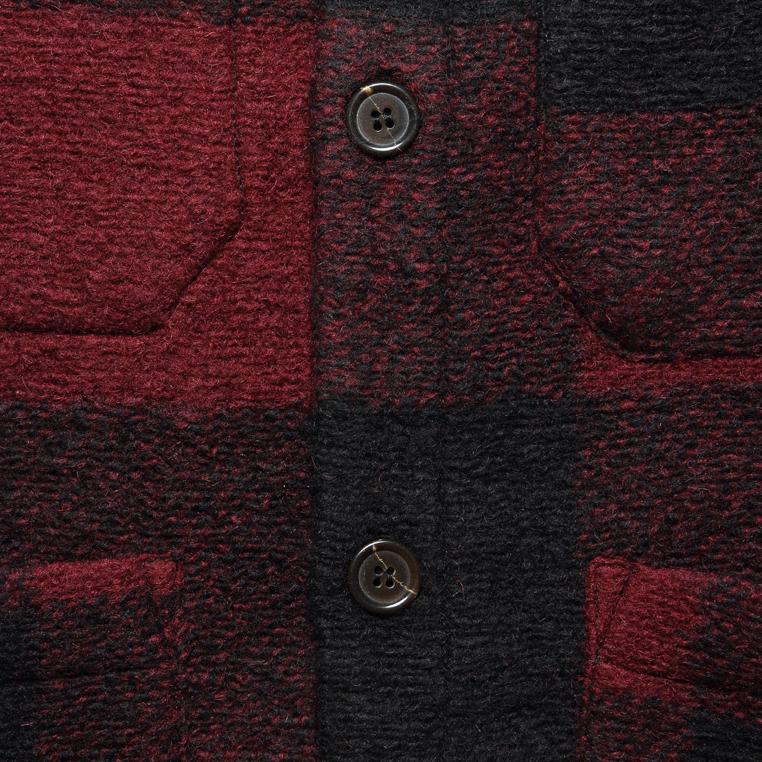 Wool Fleece Cardigan - Red Check - Universal Works - STAG Provisions - Tops - Sweater