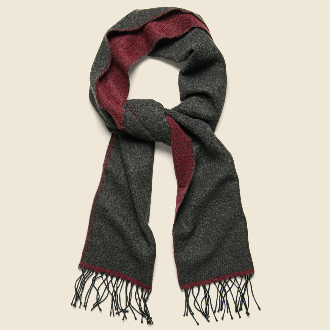 Universal Works Double-Sided Scarf - Claret/Charcoal