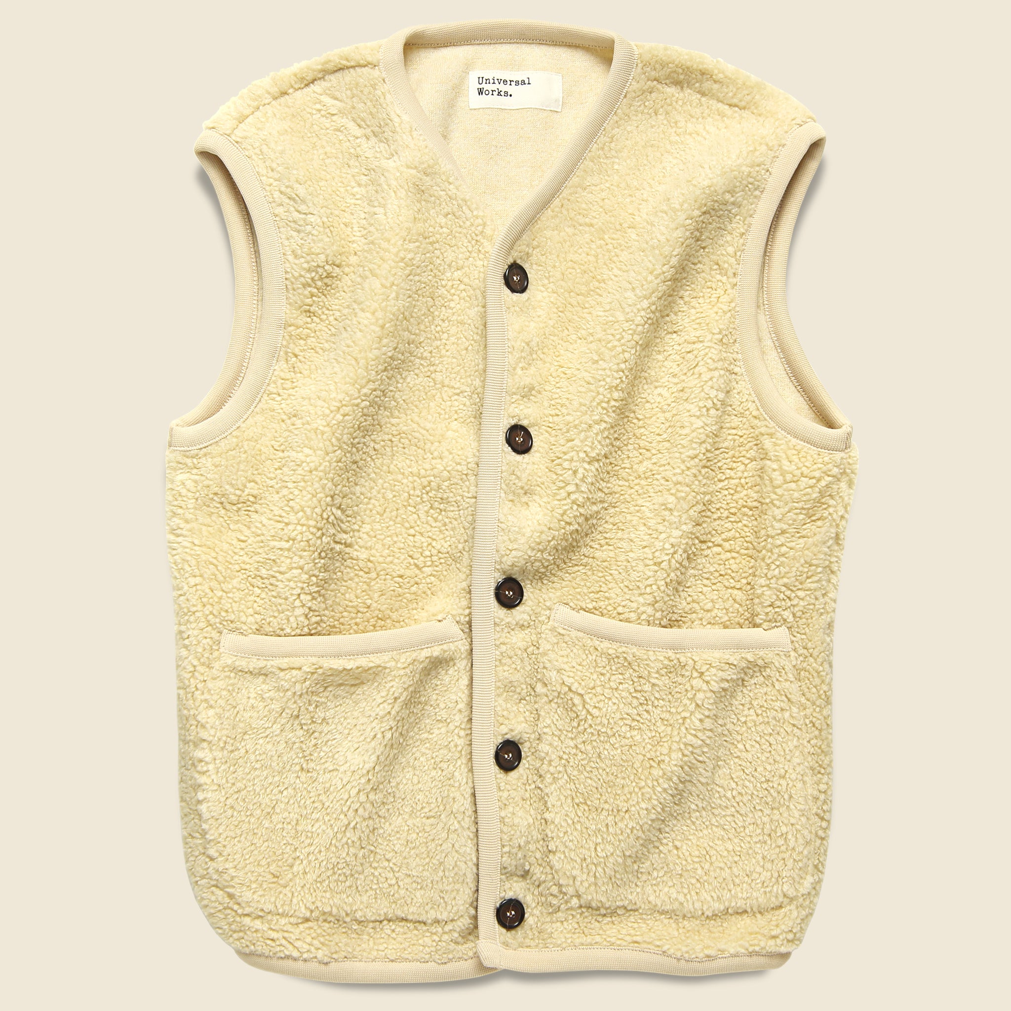Mountain Fleece Lancaster Gilet Vest - Ecru - Universal Works - STAG Provisions - Outerwear - Vest