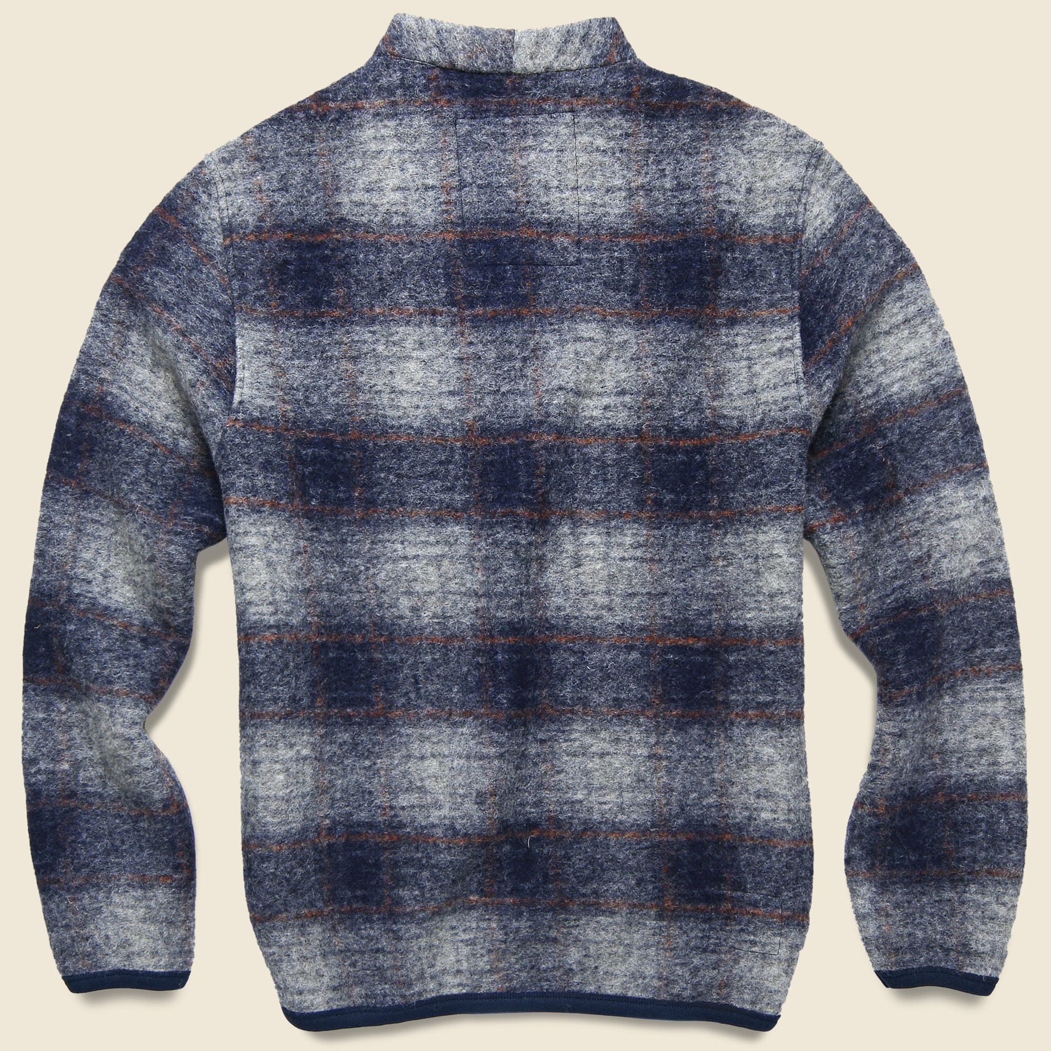 Wool Fleece Cardigan - Navy Check - Universal Works - STAG Provisions - Tops - Sweater