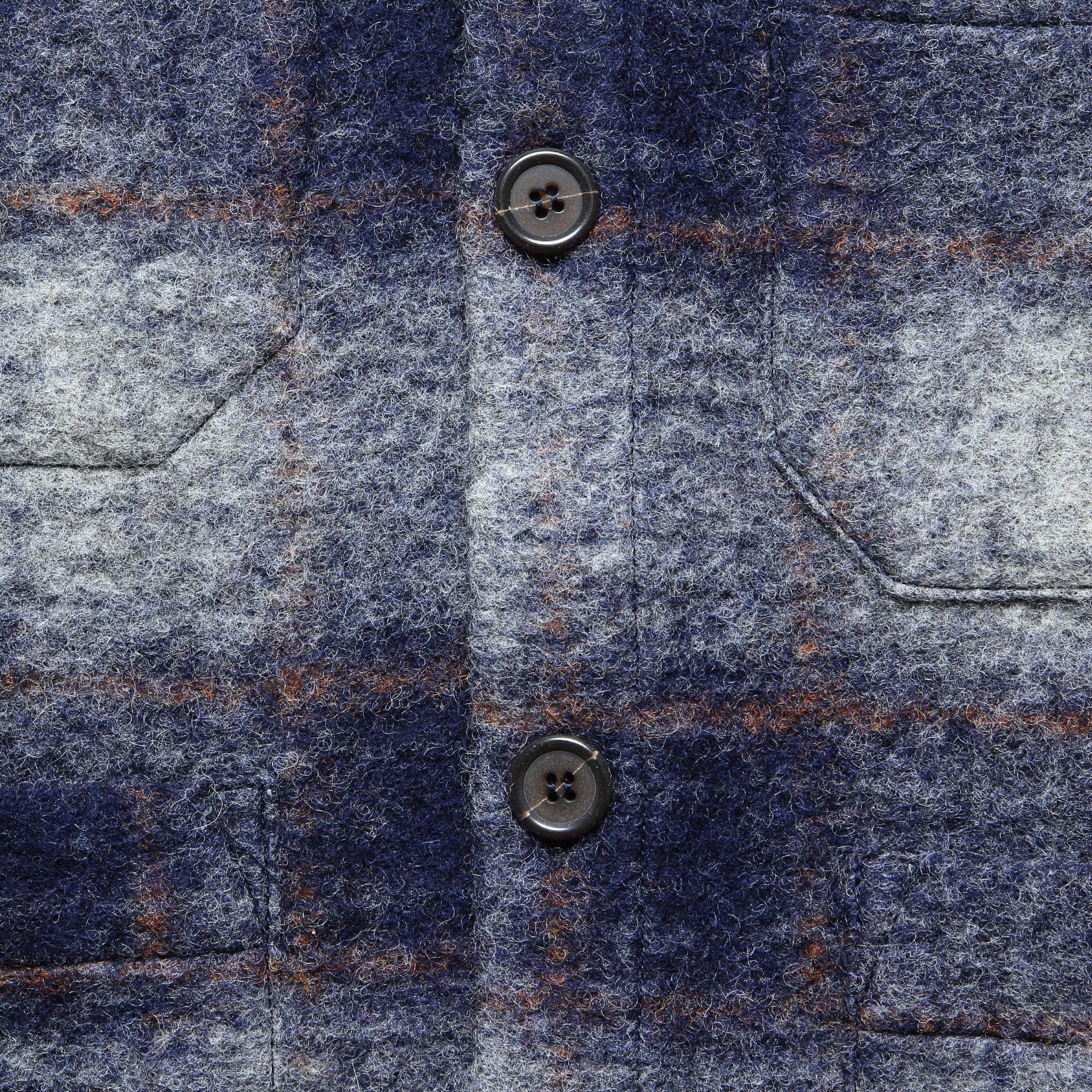 Wool Fleece Cardigan - Navy Check - Universal Works - STAG Provisions - Tops - Sweater
