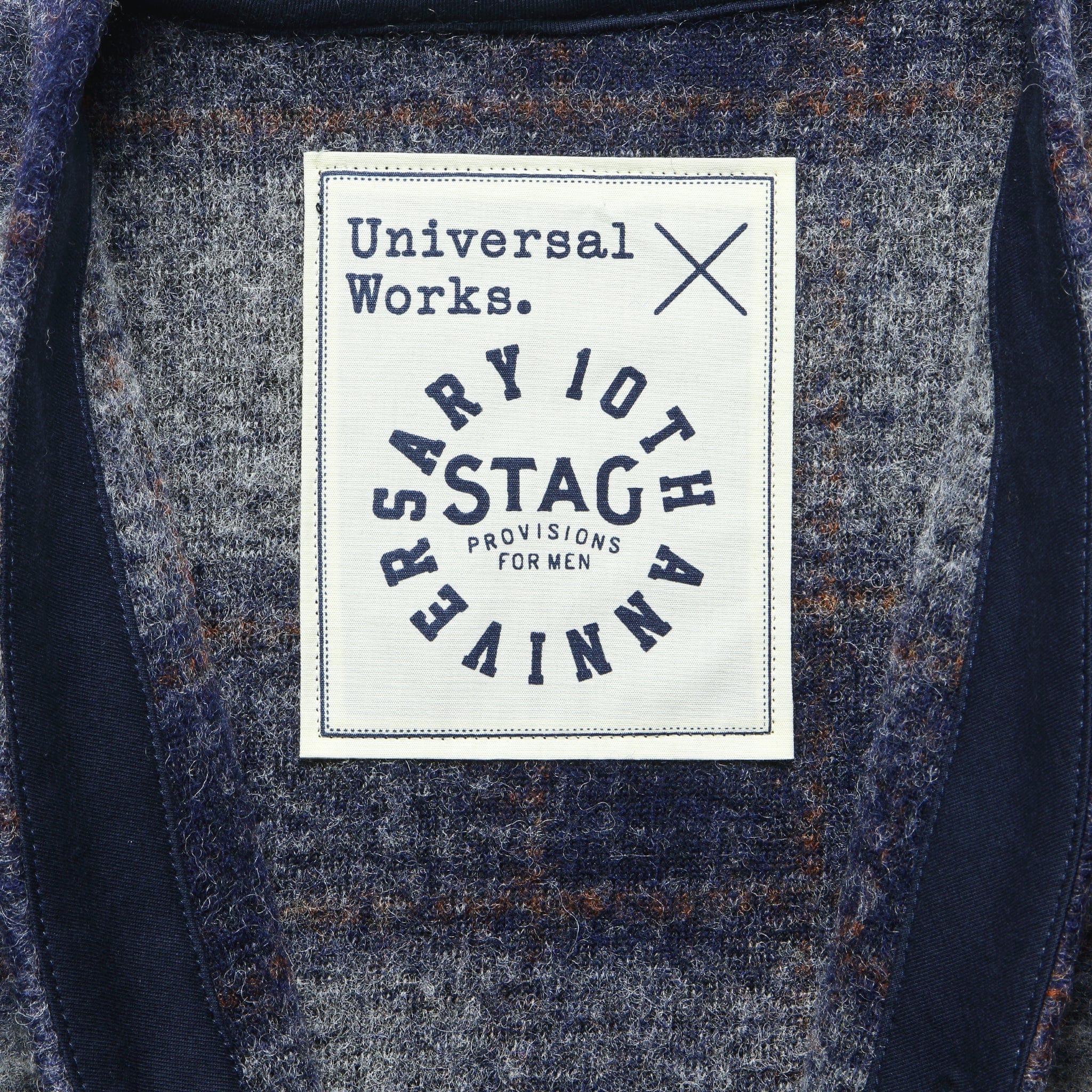 Wool Fleece Cardigan - Navy Check - Universal Works - STAG Provisions - Tops - Sweater