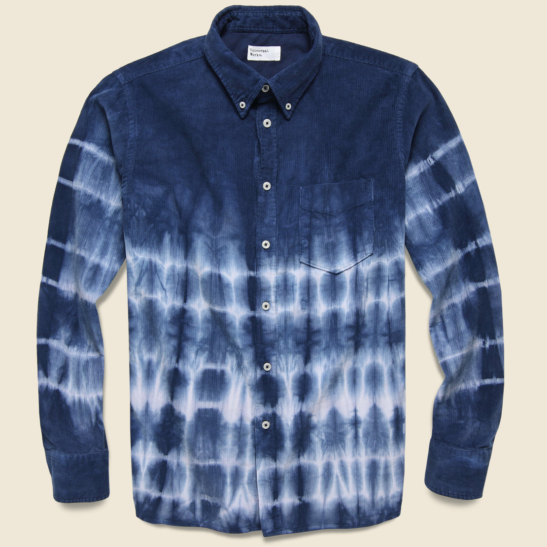 Universal Works Cord Everyday Shirt - Indigo Tie Dye