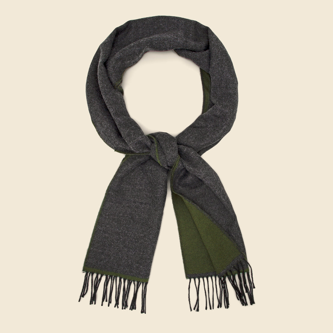 Universal Works Double-Sided Scarf - Olive/Charcoal