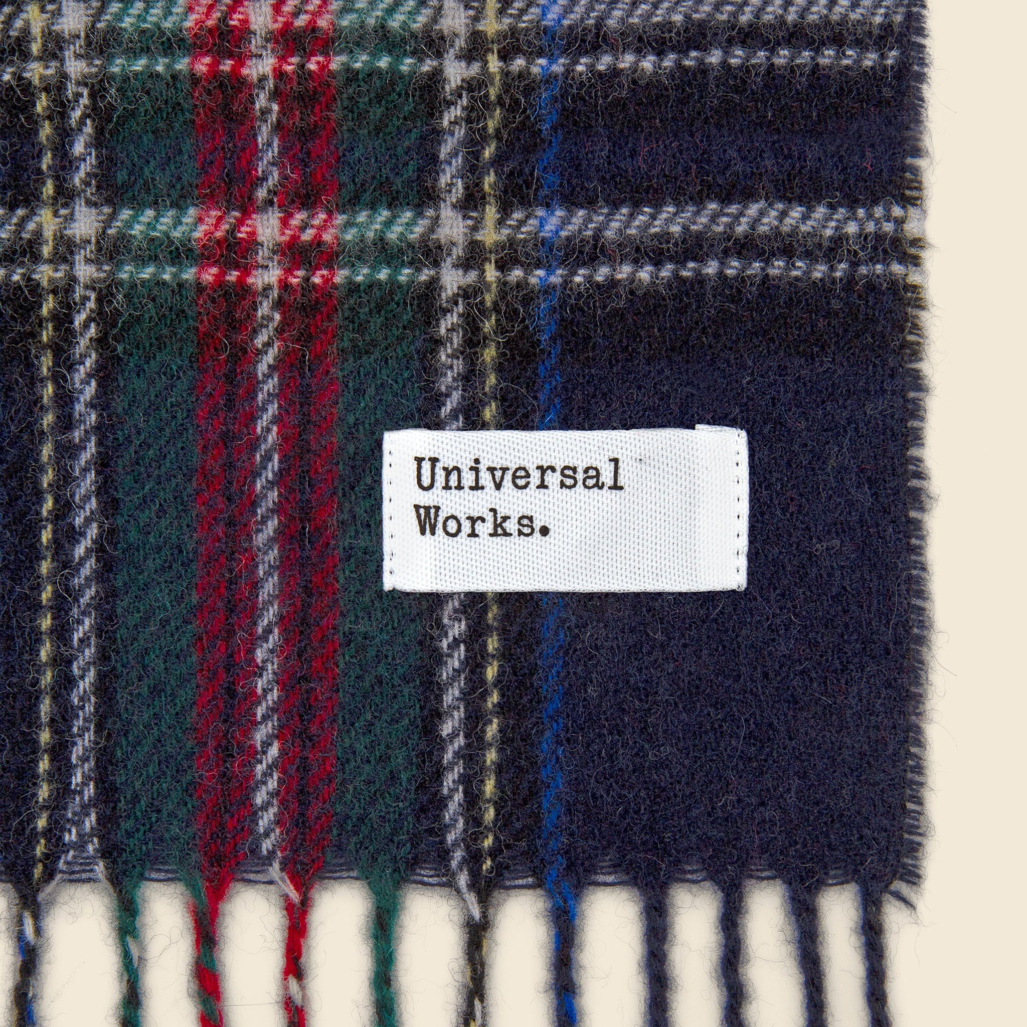 
                          Tartan Wool Scarf - Navy - Universal Works - STAG Provisions - Accessories - Scarves
                        