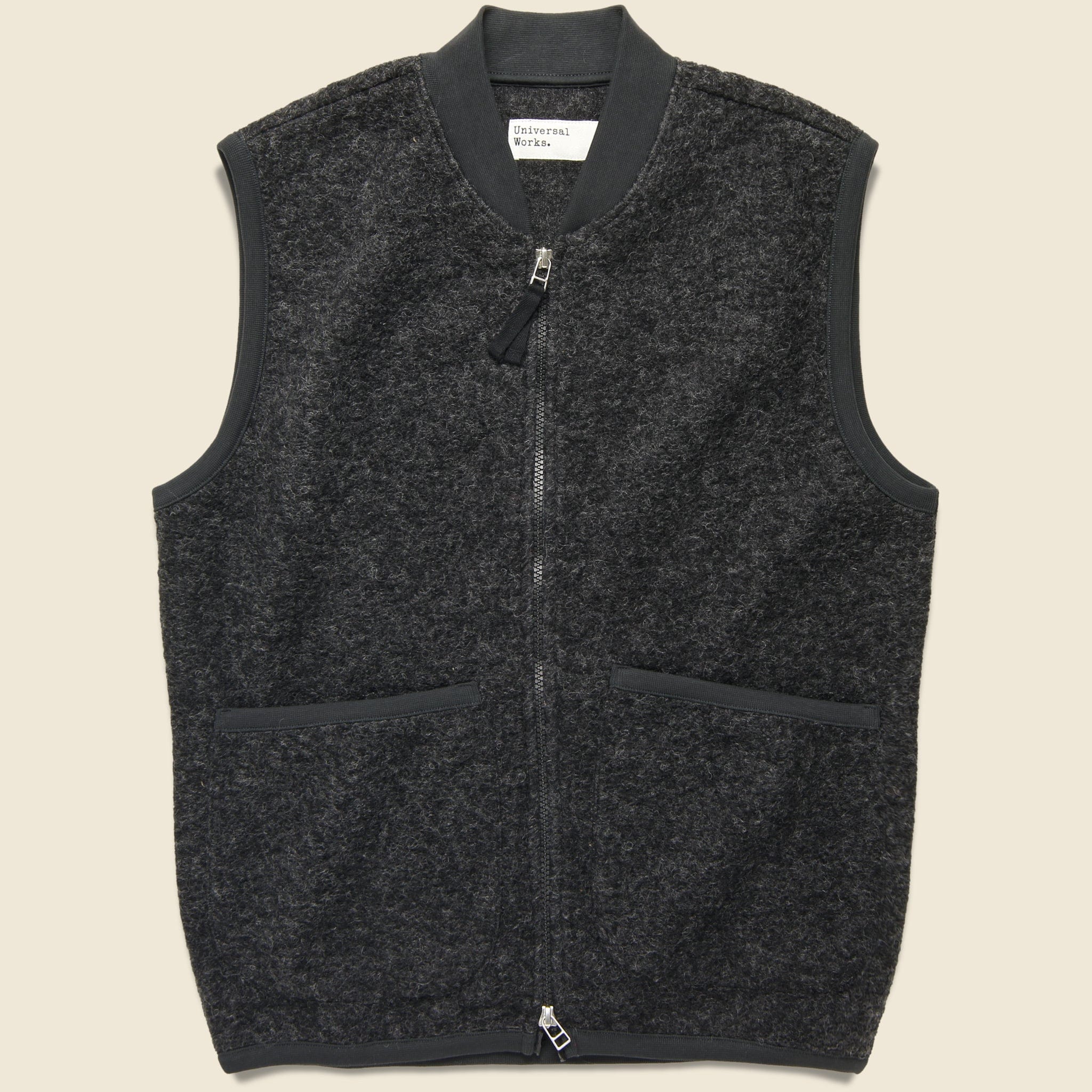 Zip Fleece Waistcoat - Charcoal Wool - Universal Works - STAG Provisions - Outerwear - Vest